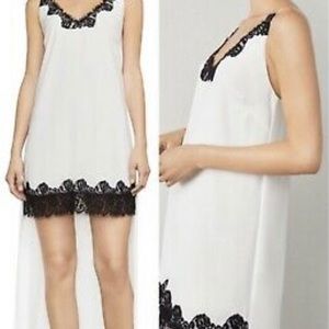 BCBGMAXAZRIA Womens Lake Ivory Hi-Low Lace Trim Cocktail Party Dress S BHFO 0292